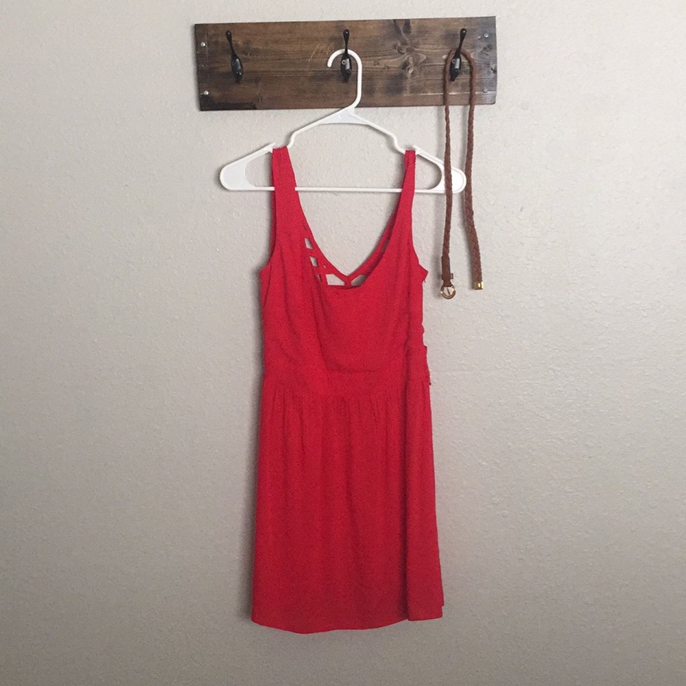 Red cutout back mini dress